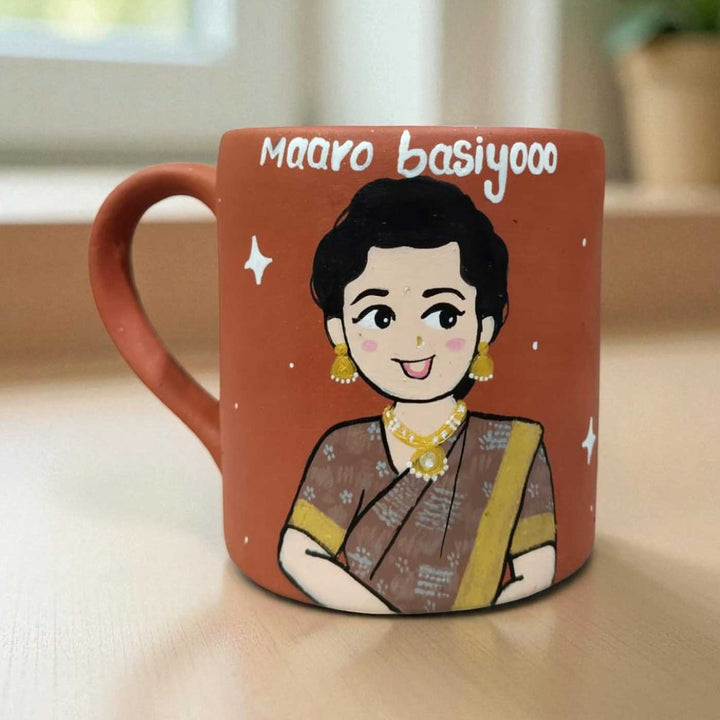 Photo Personalized Hand-Painted Saree Girl Terracotta Mug