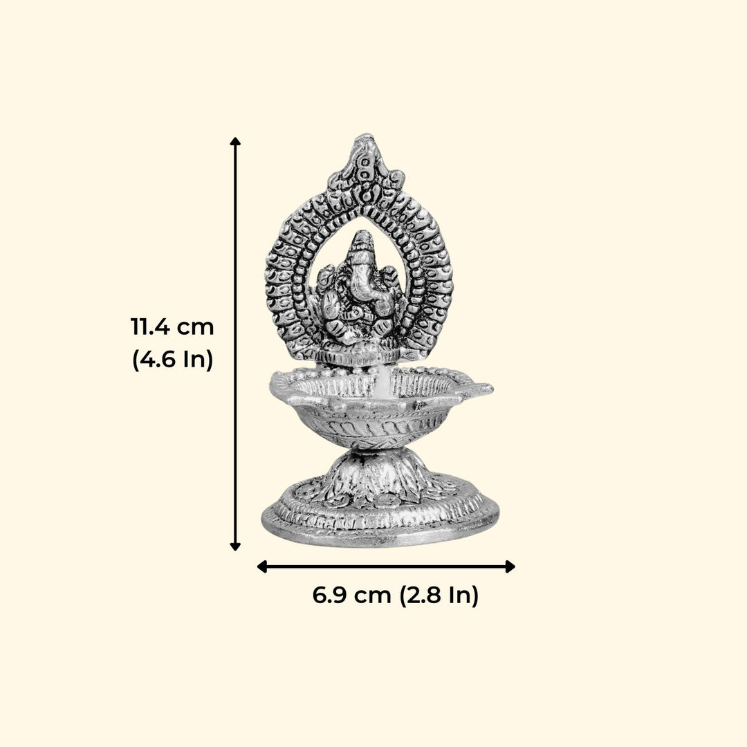 Handmade Aestri Lord Ganesh Metal Oil Lamp / Diya