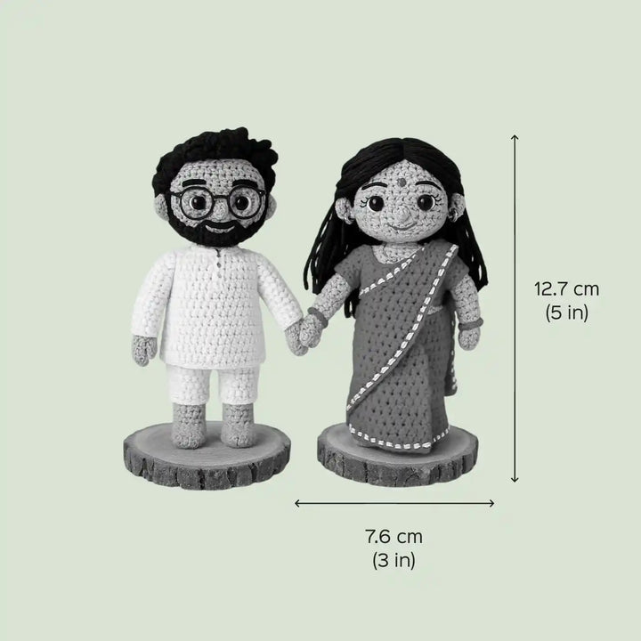 Photo Personalized Handmade Crochet Cotton Replica Doll | Set Of 2