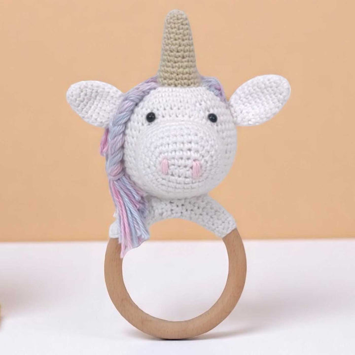 Handmade Crochet Unicorn Rattle For Newborns