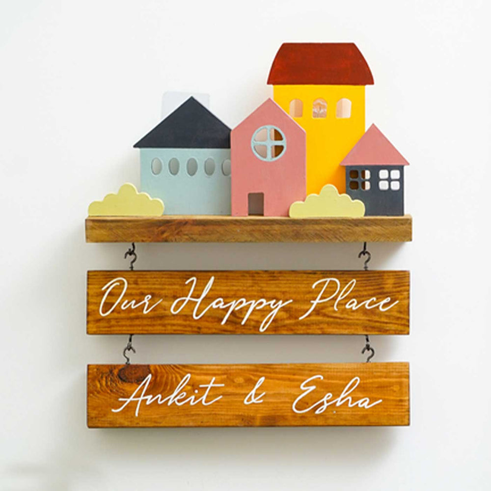 Personalized Miniature Cottage Wooden Name Plate - Mounted on Wall with Name Personalization