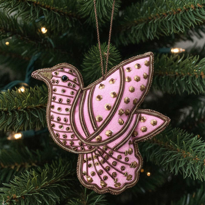 Pink Dove Sequin Premium Zardozi Ornament