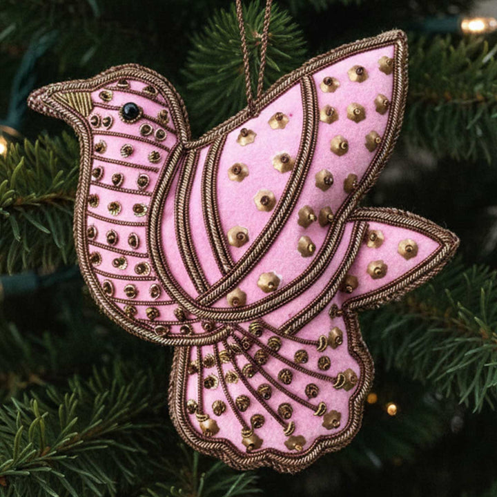 Pink Dove Sequin Premium Zardozi Ornament