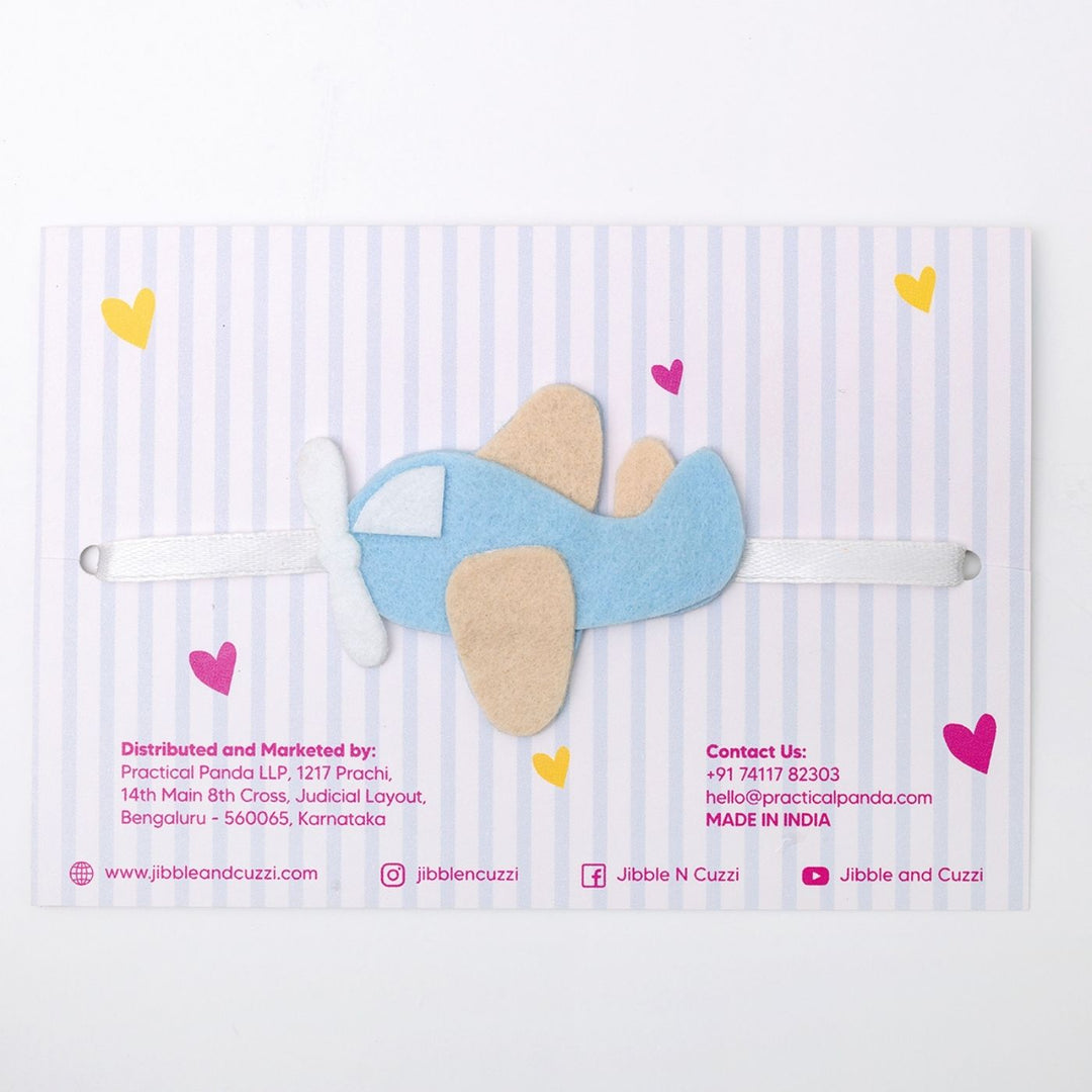 Handmade Shaun The Skyglider Felt Kids Rakhi - Front View Showing Packaging