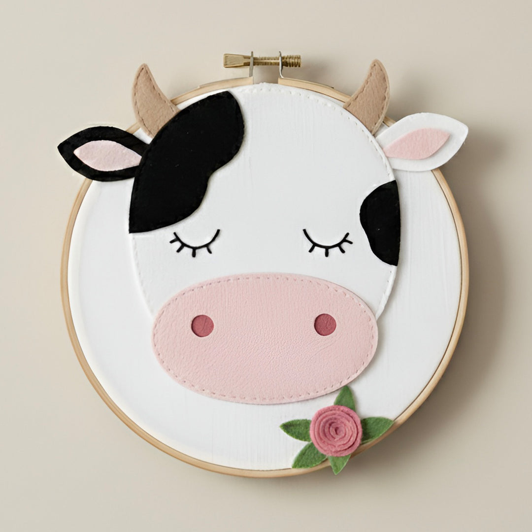 Handmade Cow Theme Felt Wall Hoop