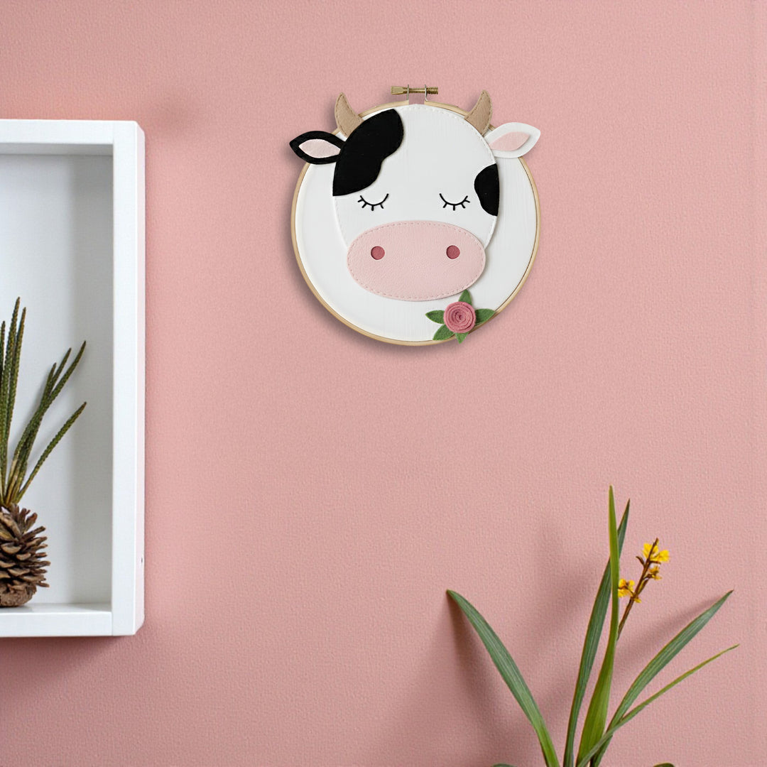 Handmade Cow Theme Felt Wall Hoop