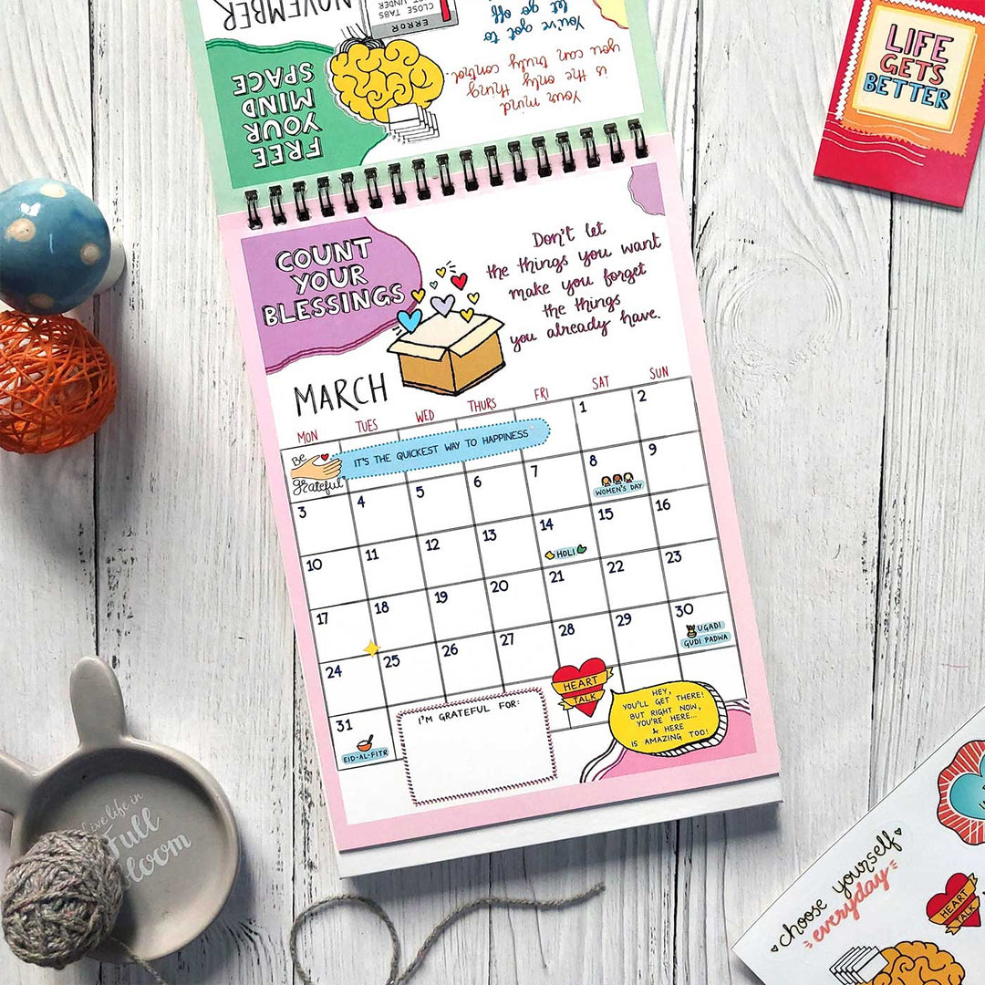 Self-care Contract 2026 Spiral Calendar With Holidays | 10+ Freebies Included
