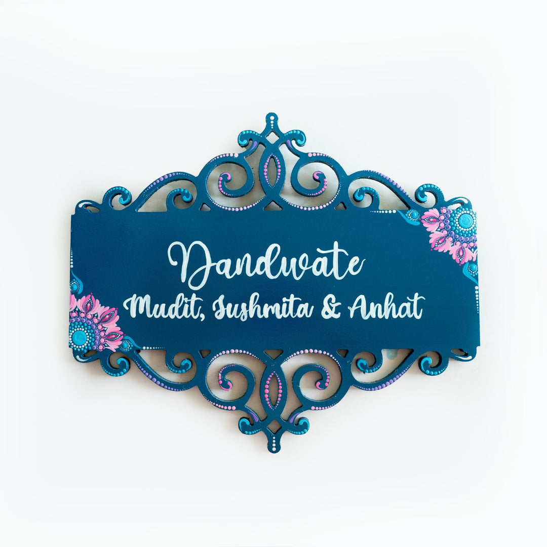 Handcrafted Dot Art Rectangular Name Plate 6 - Name Personalization Example