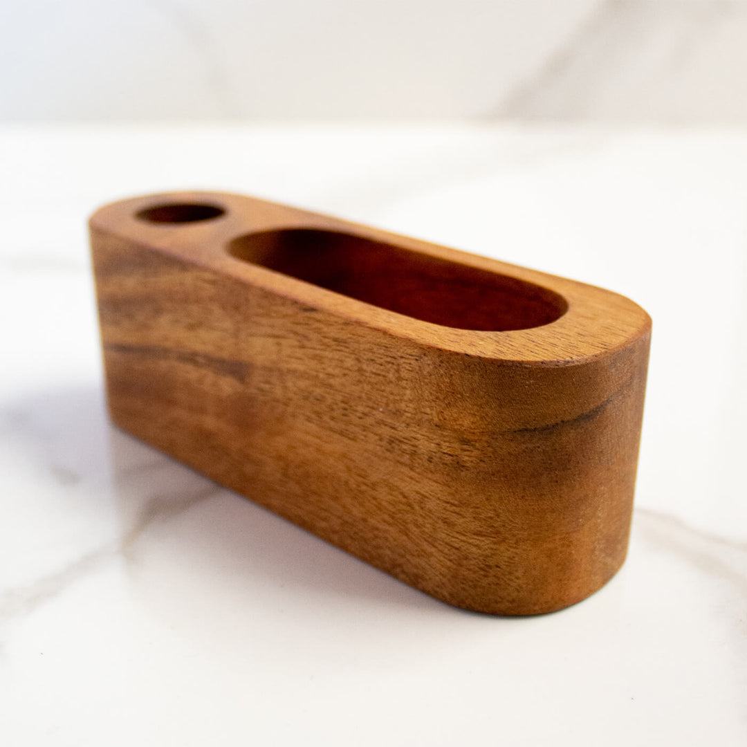 Handcrafted Acacia Wood Pen & Card Holder