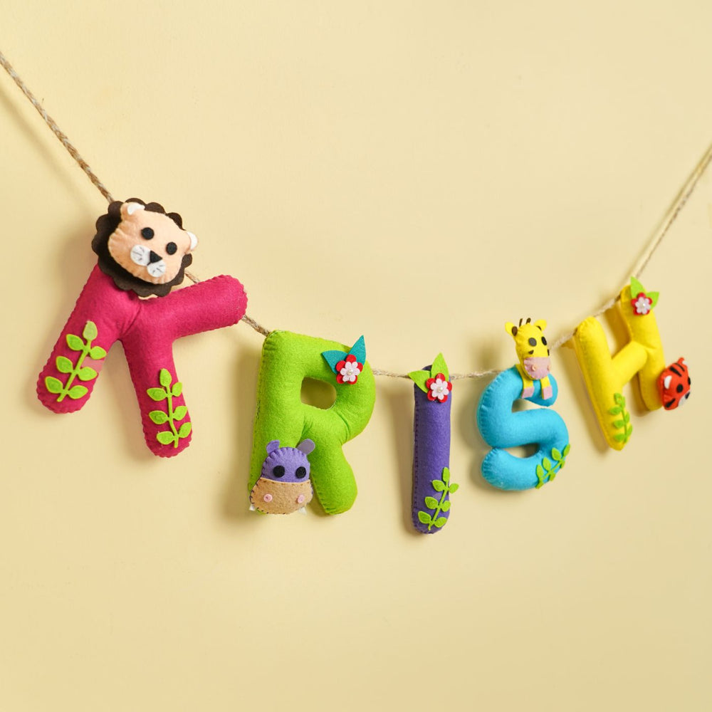 Handmade Personalized Felt Kids Bunting Jungle - Hanging Name Garland Display