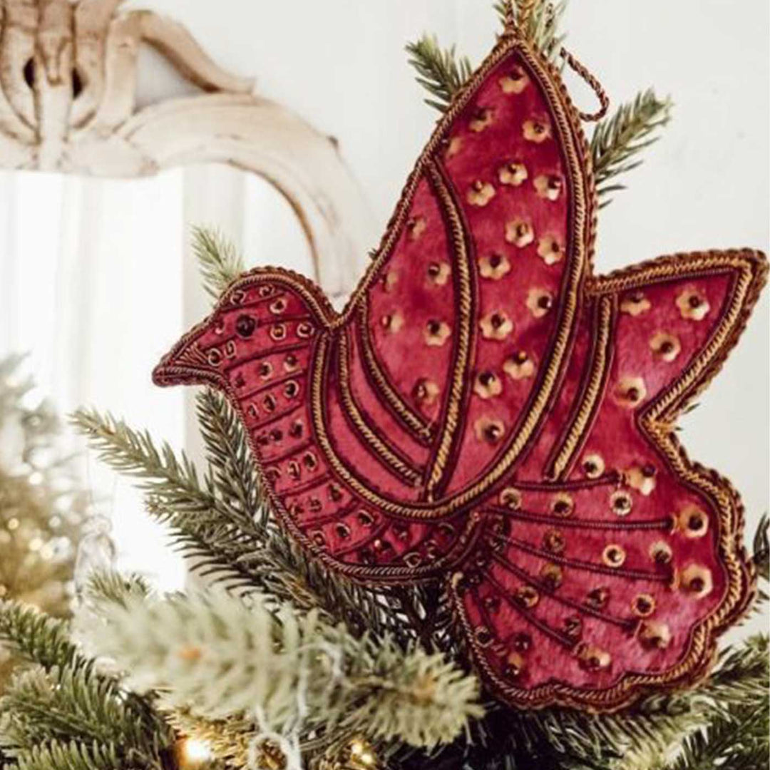 Red Dove Cotton Sequin Premium Zardozi Ornament