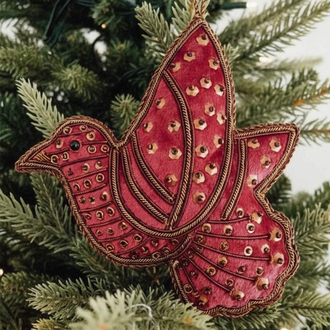 Red Dove Cotton Sequin Premium Zardozi Ornament