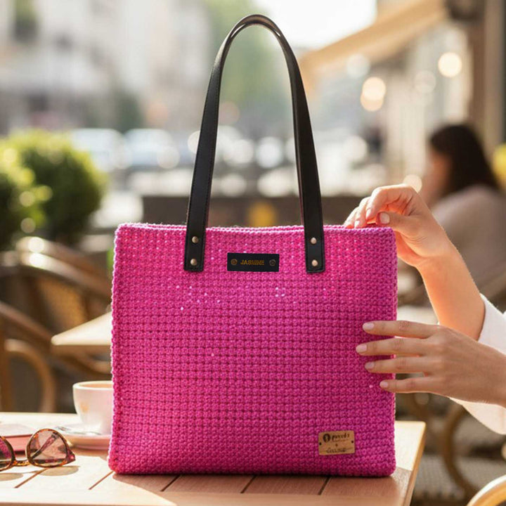 Solid Pink Mukhya Knot Handmade Koodai Tote Bag