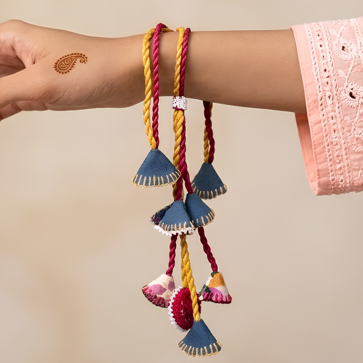 Reusable Mirror And Cotton Rope Lumba Rakhi For Bhabhi