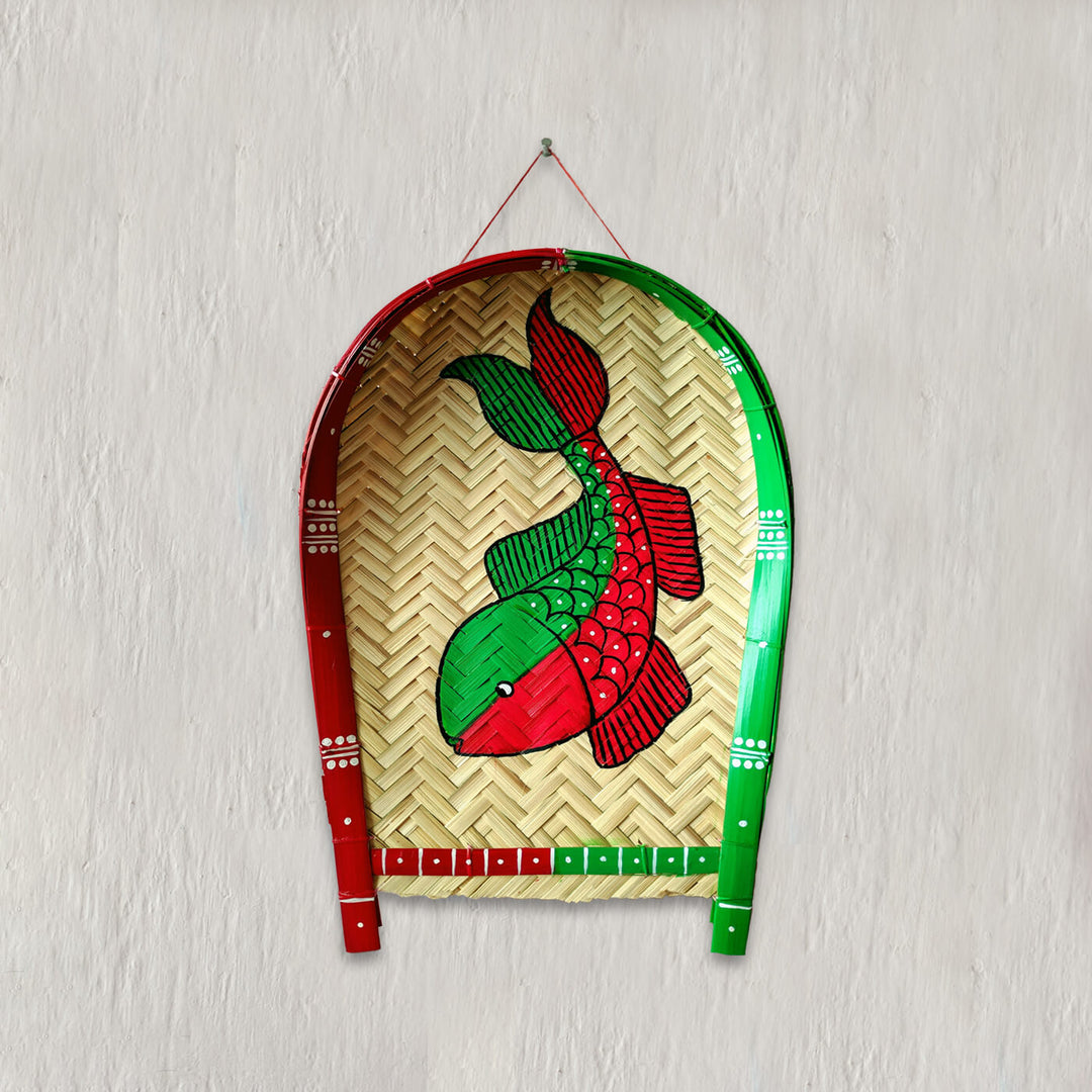 Handpainted Fish Kulo Bengali Themed Bamboo Wall Decor