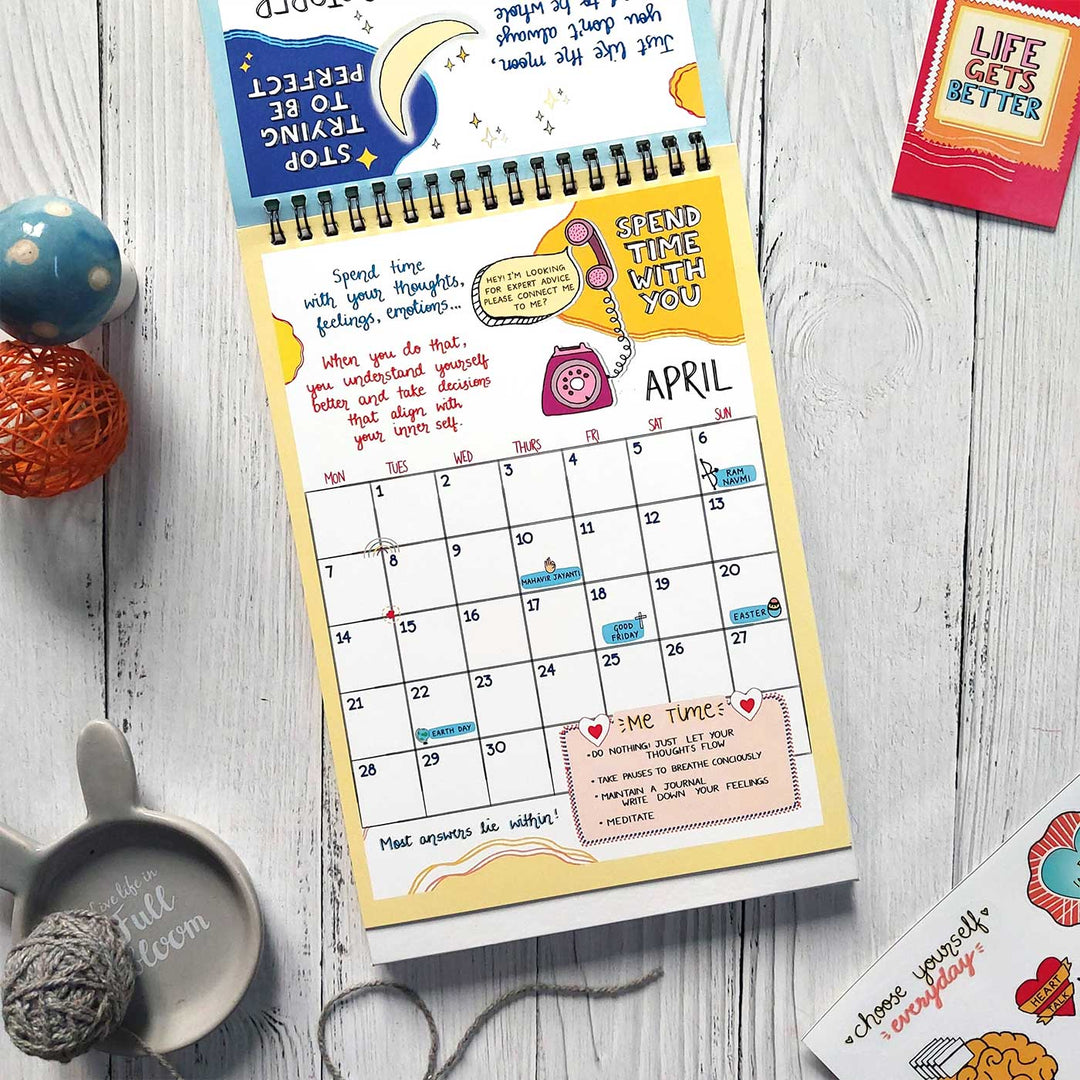 Self-care Contract 2026 Spiral Calendar With Holidays | 10+ Freebies Included
