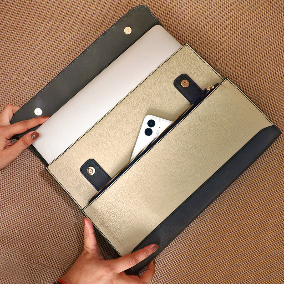 Personalized Off White Basta Leather Laptop Sleeve