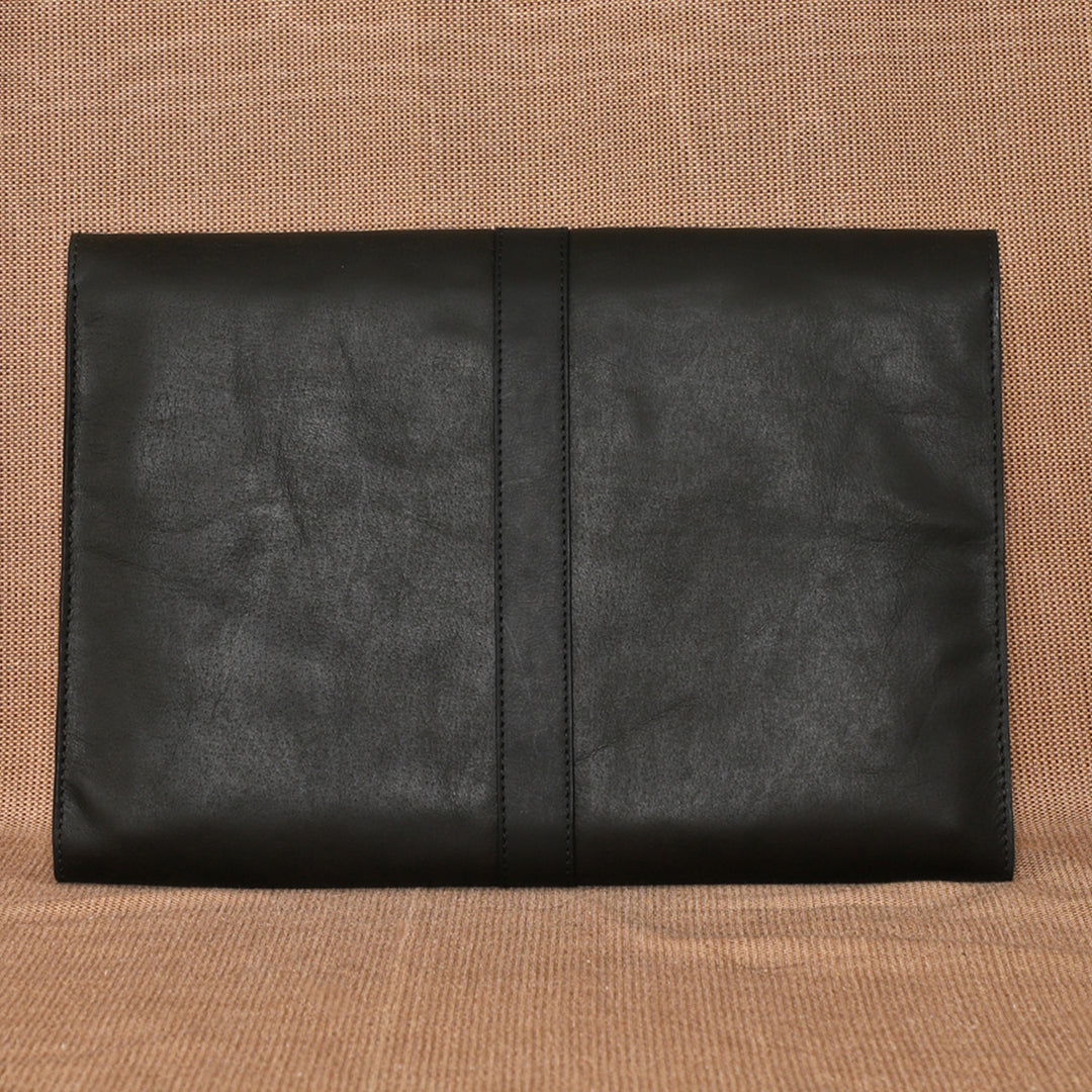Personalized Black Envelope Leather Laptop Sleeve