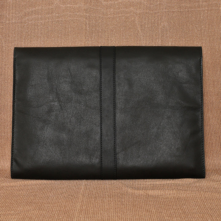 Personalized Black Envelope Leather Laptop Sleeve
