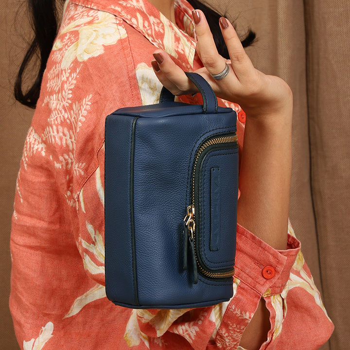 Personalized Blue Jill Leather Travel Kit
