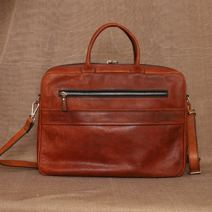 Personalized Brown Robert Leather Laptop Bag