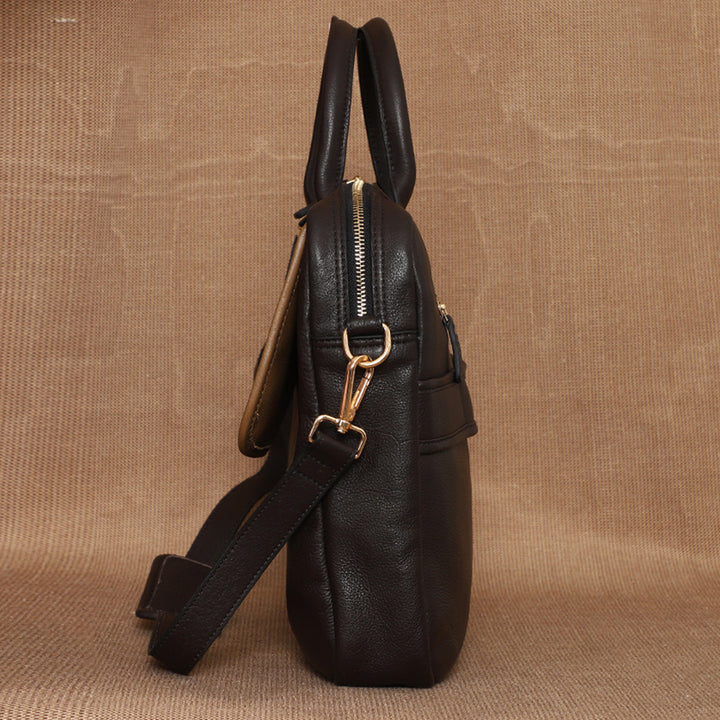 Personalized Olive Brown Robert Leather Laptop Bag