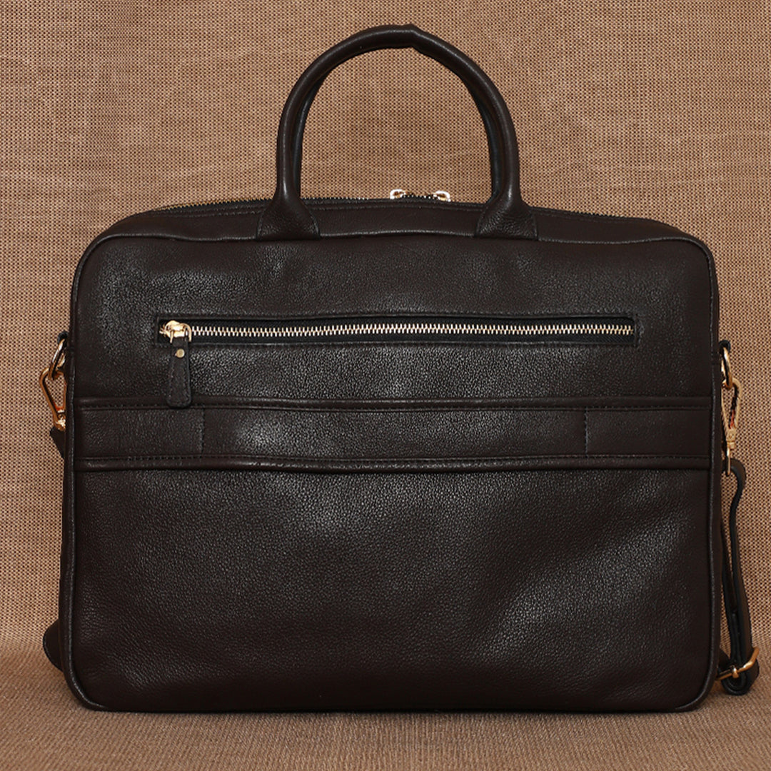 Personalized Olive Brown Robert Leather Laptop Bag