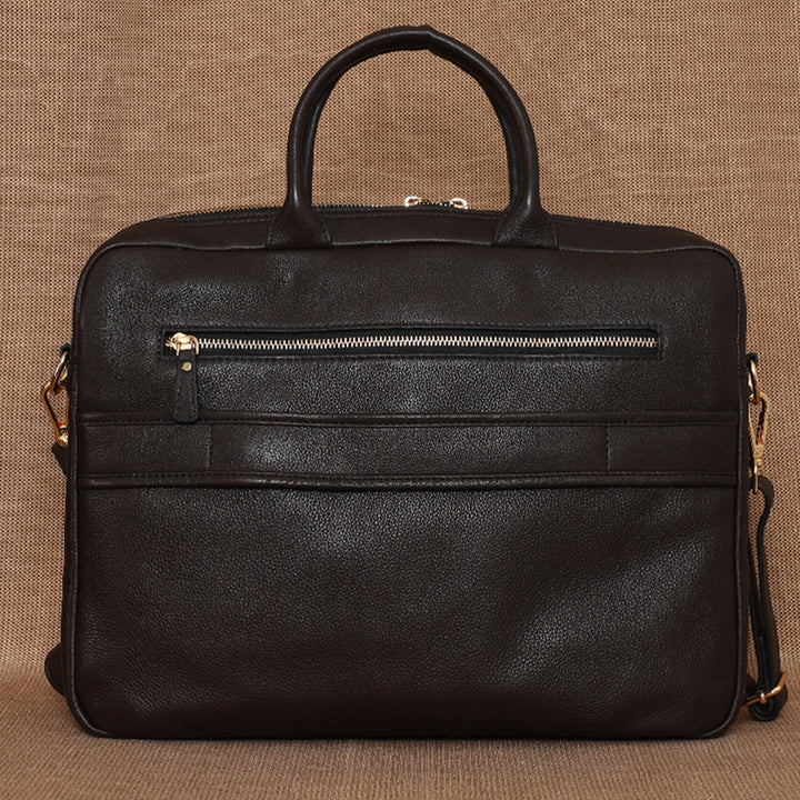 Personalized Olive Brown Robert Leather Laptop Bag