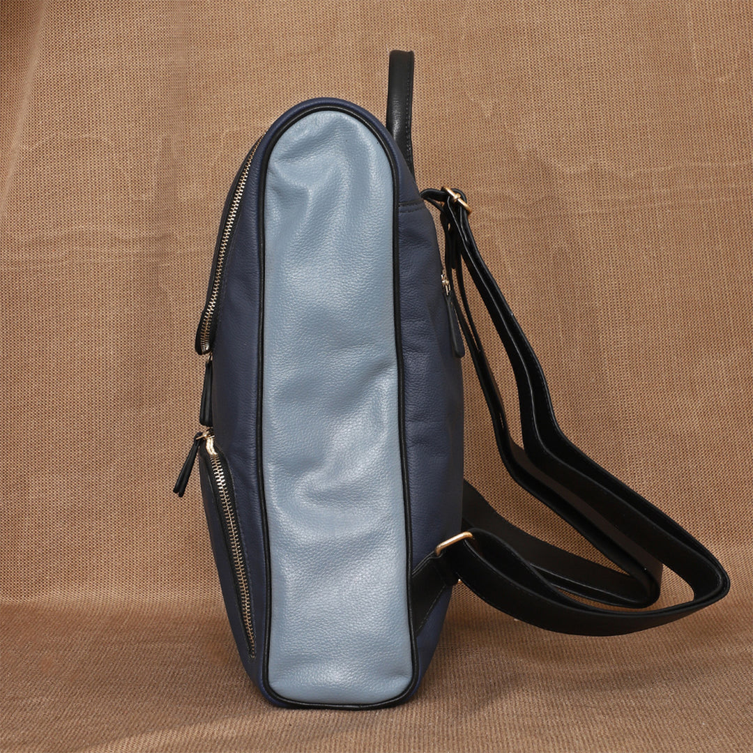Personalized Blue Phill Leather Backpack