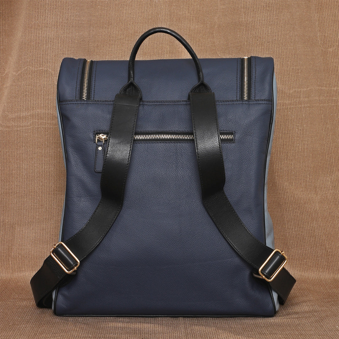 Personalized Blue Phill Leather Backpack