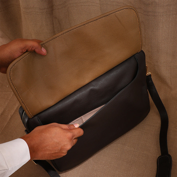 Personalized Olive Brown Robert Leather Laptop Bag