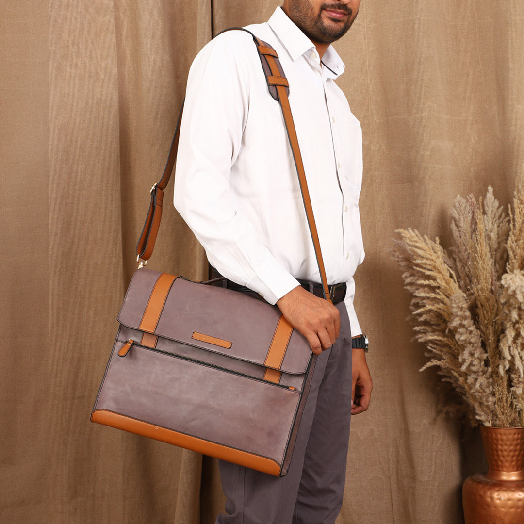 Personalized Purple Basta Leather Briefcase