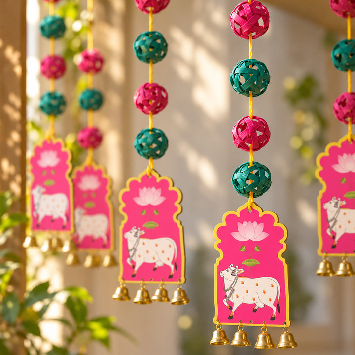 2 Pc | Festive Pichwai Bamboo Hanging with Bells