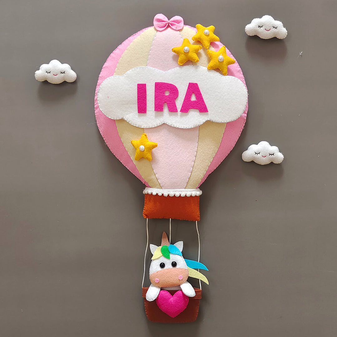 Hand Stitched Hot Air Balloon Shaped Kids Name Hanging - None (14)
