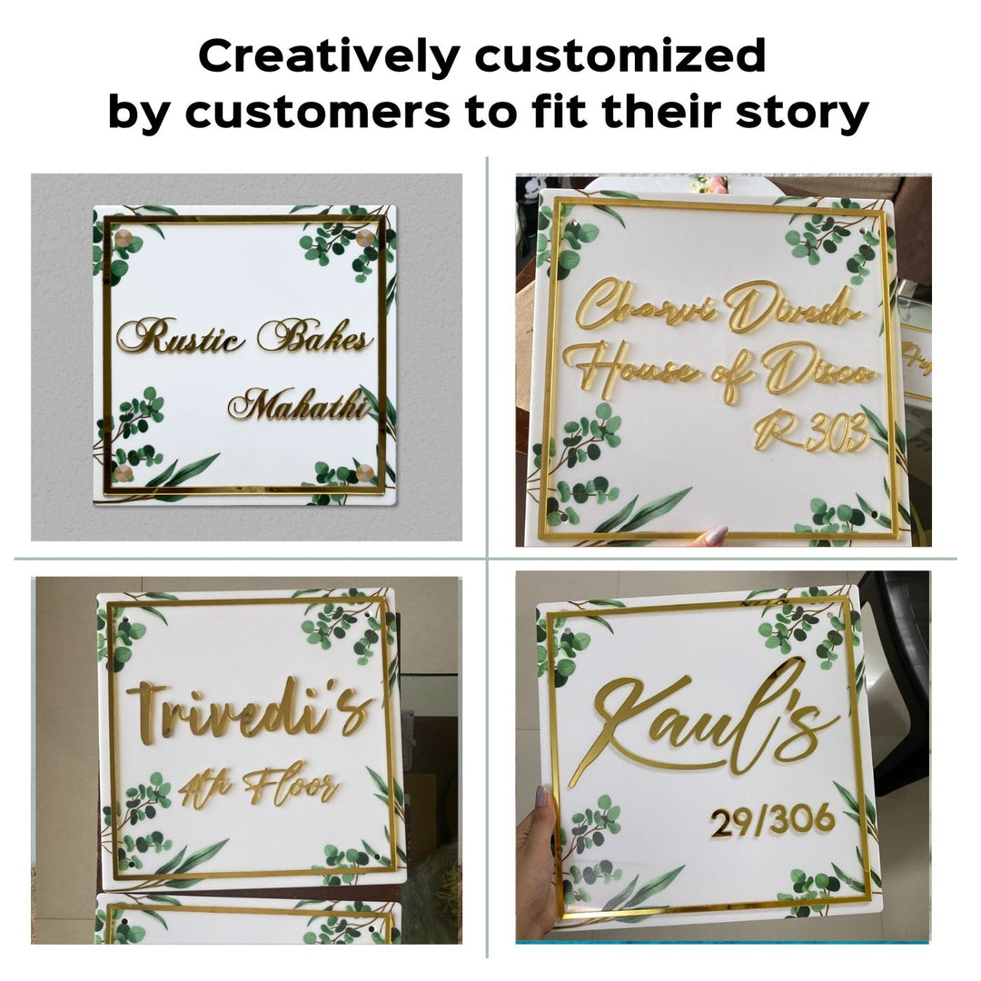 Personalised Acrylic Classy Name Plate 1 - Four Examples of Front View Personalization