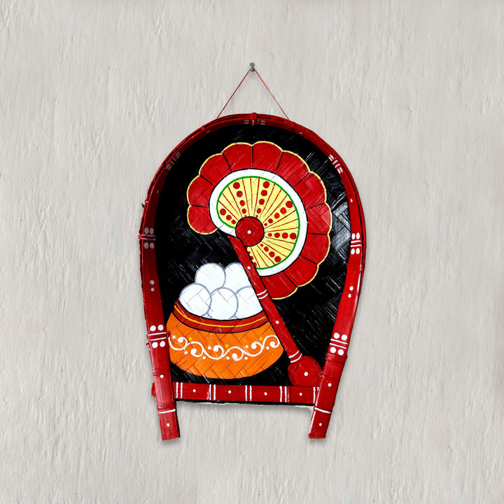 Handpainted Baul Kulo Bengali Themed Bamboo Wall Decor