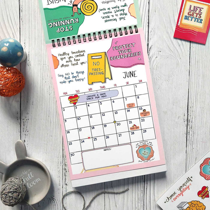 Self-care Contract 2026 Spiral Calendar With Holidays | 10+ Freebies Included