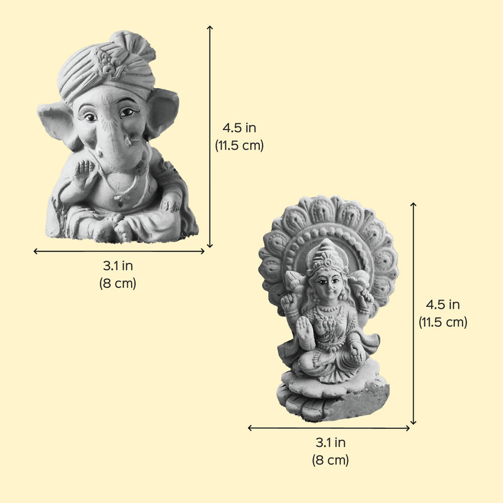 Eco-friendly Diwali Gift Hamper | Includes 1 Plantable Lakshmi Idol, 1 Plantable Ganesh Idol, 1 Incense Pack, 1 Festive Card