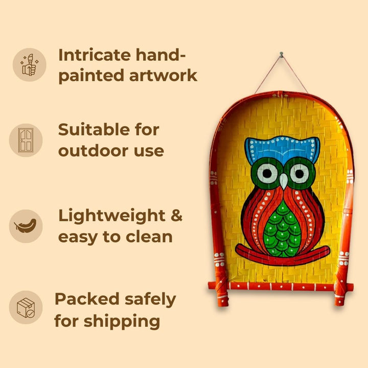 Handpainted Jamini Roy Horse Kulo Bengali Themed Bamboo Wall Decor