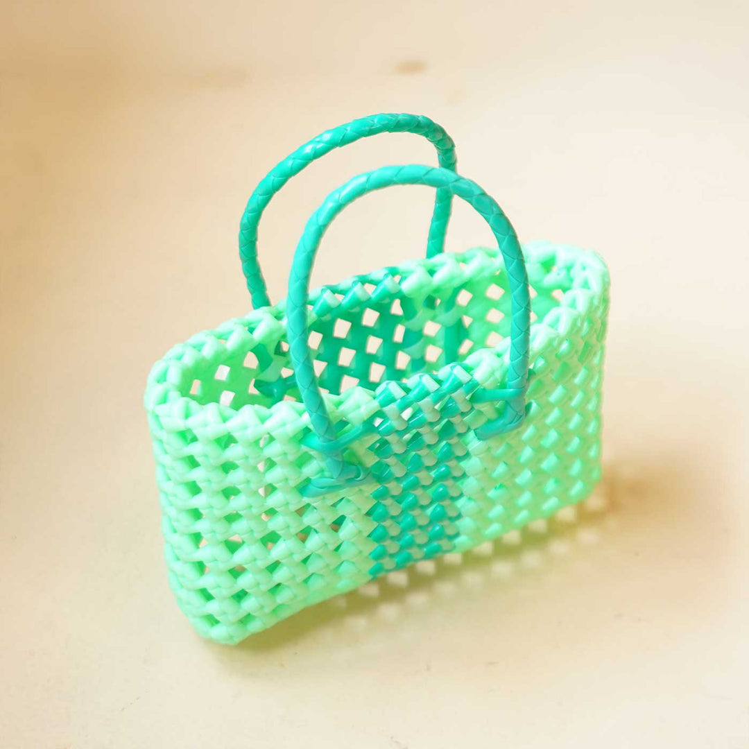 Mini Handwoven Green Plastic Wire Koodai Bag