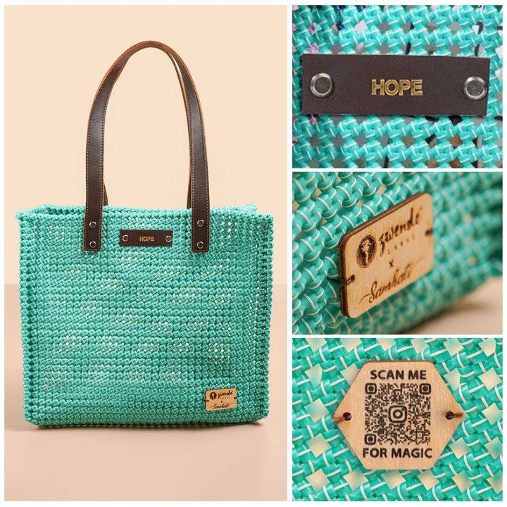 Solid Eco Green Mukhya Knot Handmade Koodai Tote Bag