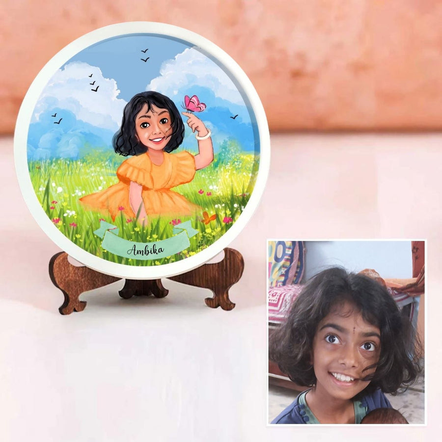 Photo Caricature Nameplate With Stand For Kids 1 - Personalized Caricature Display with Reference