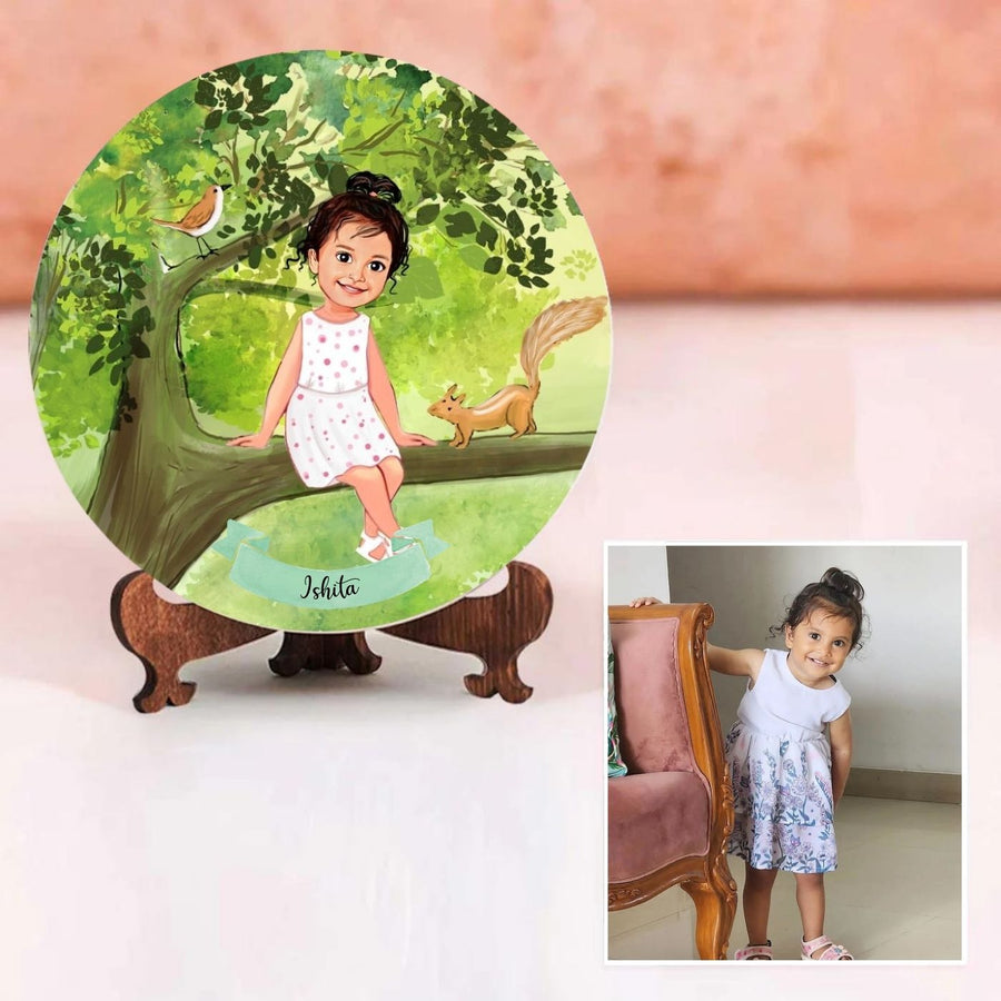 Photo Caricature Nameplate With Stand For Kids 3 - Personalization Example with Display Stand