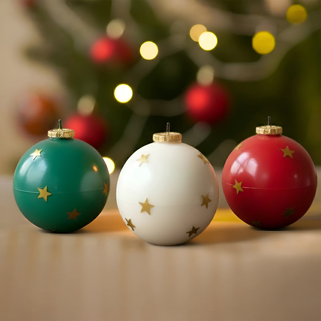 3 Pc | Handmade Round Red, Green & White Soy Wax Scented Candles