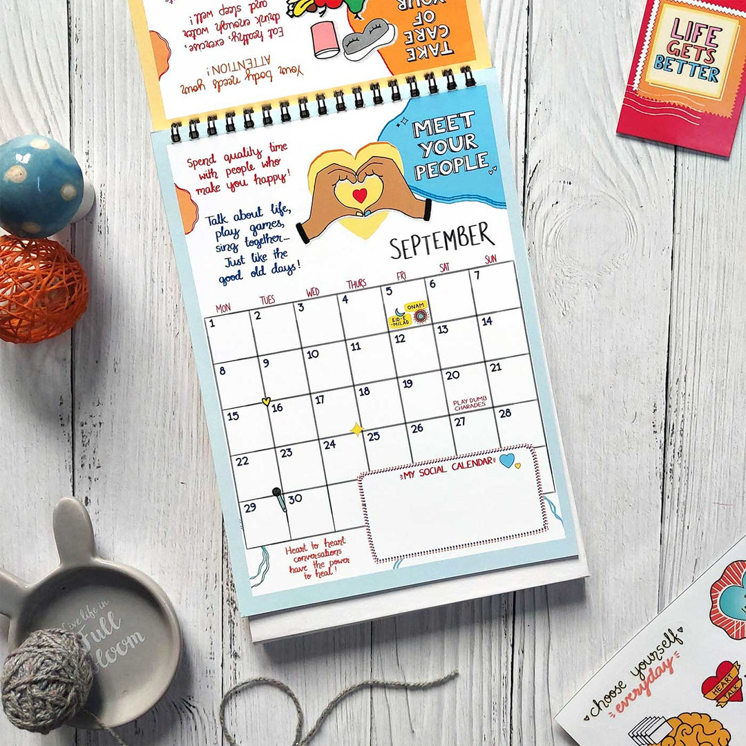 Self-care Contract 2026 Spiral Calendar With Holidays | 10+ Freebies Included