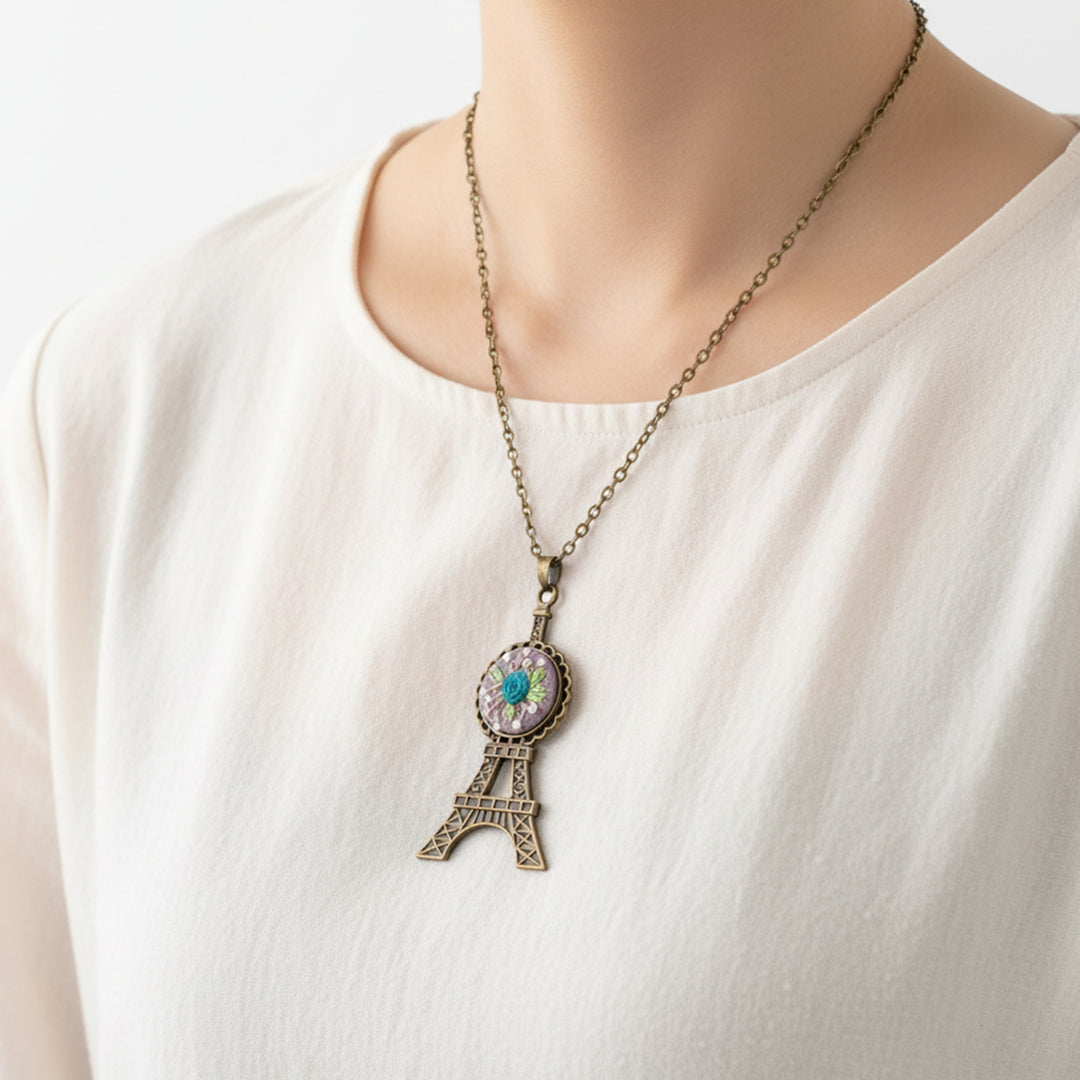 Hand Embroidered Love In Loops Antique Finish Necklace