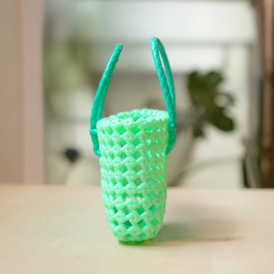 Mini Handwoven Green Plastic Wire Koodai Bag