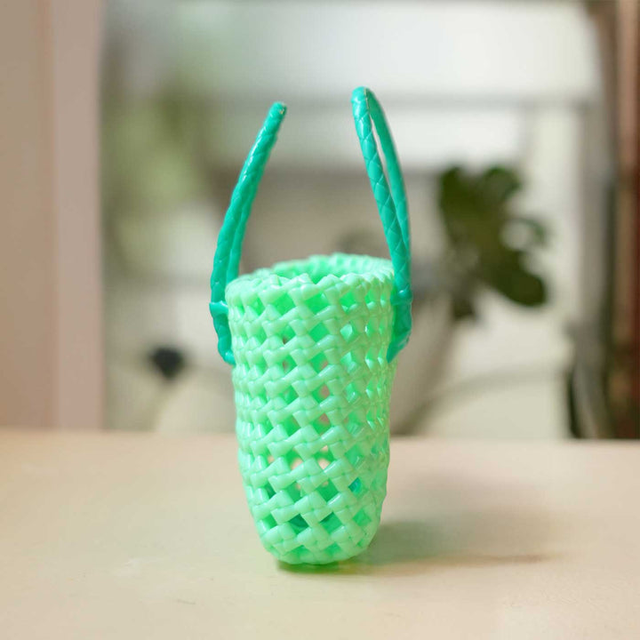 Mini Handwoven Green Plastic Wire Koodai Bag