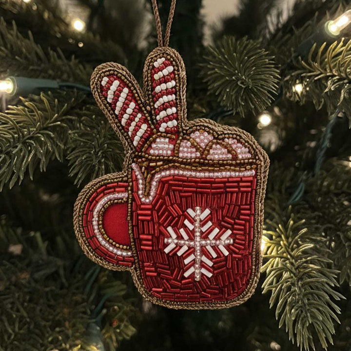 Hot Chocolate Premium Zardozi Christmas Ornament