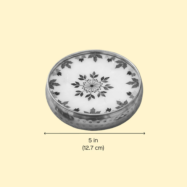 5 Inch | Handmade Pressed Flower Decorative Brass Candle | Packed in a Gift Box